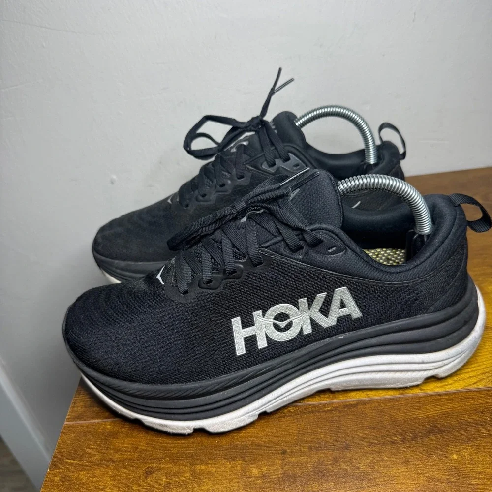 Hoka Gaviota 5 Running Shoes Womens Size 8.5 D Wide Black White 1134270 BWHT